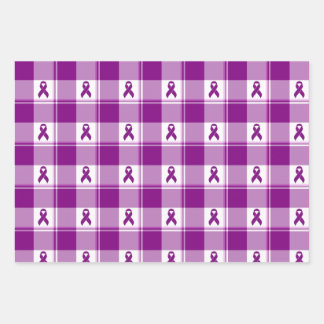 Pancreatic Cancer Awareness Plaid Wrapping Paper