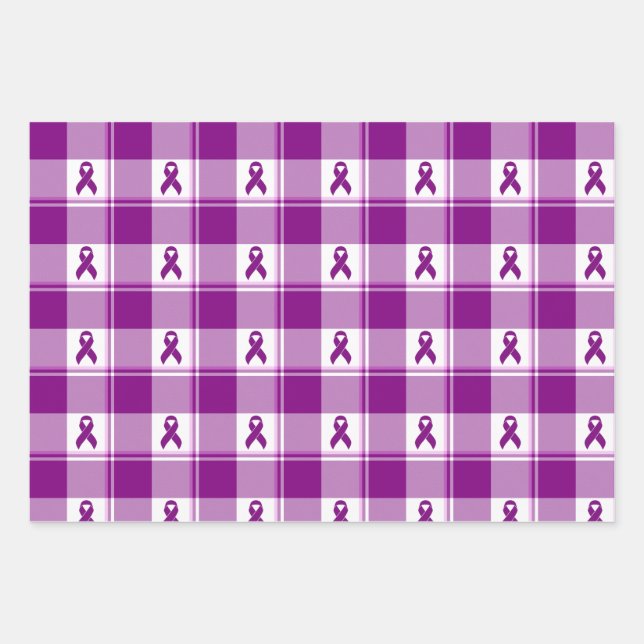 Pancreatic Cancer Awareness Plaid Wrapping Paper (Front)