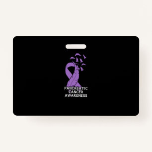 Pancreatic Cancer Awareness Purple Birds ID Badge