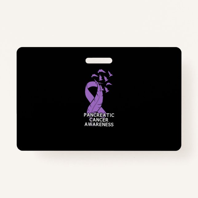Pancreatic Cancer Awareness Purple Birds ID Badge (Front)