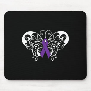 Pancreatic Cancer Awareness  Purple Ribbon Butterf Mouse Mat