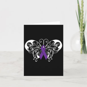 Pancreatic Cancer Awareness Purple Ribbon Butterfl Card