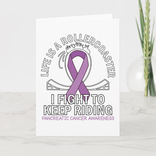 Pancreatic cancer awareness purple ribbon card (Front)