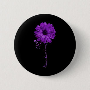Pancreatic Cancer Awareness Purple Ribbon Floral G 6 Cm Round Badge