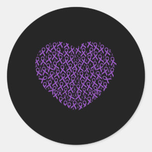 Pancreatic Cancer Awareness Purple Ribbon Heart Gi Classic Round Sticker