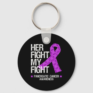 Pancreatic Cancer Awareness Purple Ribbon Her Figh Key Ring