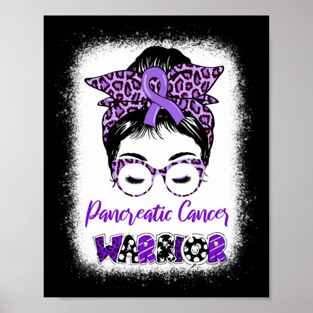 Pancreatic Cancer Awareness Purple Ribbon Messy Bu Poster (Front)
