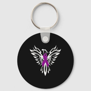 Pancreatic Cancer Awareness  Purple Ribbon Phoenix Key Ring