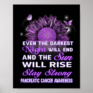 Pancreatic Cancer Awareness Purple Ribbon Sunflowe Poster