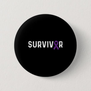 Pancreatic Cancer Awareness Purple Ribbon Survivor 6 Cm Round Badge