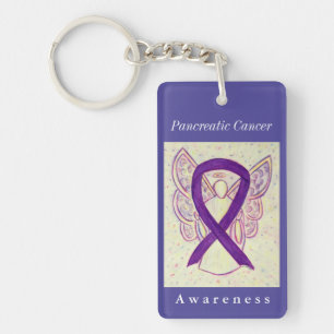 Pancreatic Cancer Awareness Ribbon Angel Key Chain