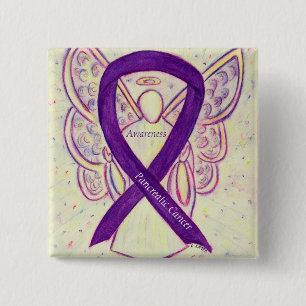 Pancreatic Cancer Awareness Ribbon Angel Pin