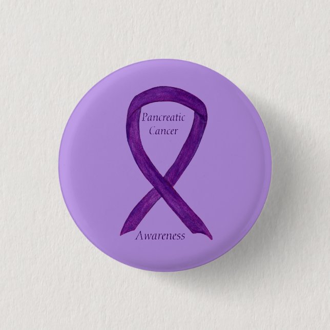 Pancreatic Cancer Awareness Ribbon Custom Art Pins (Front)