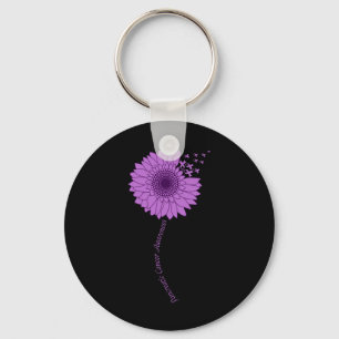 Pancreatic Cancer Awareness Sunflower Purple Key Ring