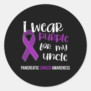 Pancreatic Cancer Awareness Survivor Gift Purple R Classic Round Sticker
