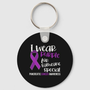 Pancreatic Cancer Awareness Survivor Gift Purple R Key Ring