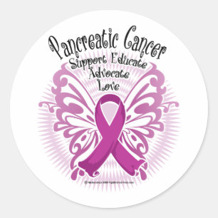 Pancreatic Cancer Butterfly 3 Classic Round Sticker
