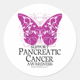 Pancreatic Cancer Butterfly Classic Round Sticker