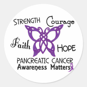 Pancreatic Cancer Celtic Butterfly 3 Classic Round Sticker