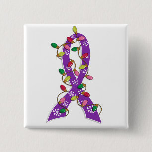 Pancreatic Cancer Christmas Lights Ribbon 15 Cm Square Badge