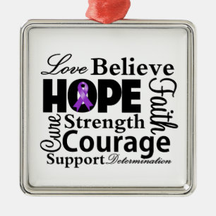 Pancreatic Cancer Collage of Hope Metal Tree Decoration
