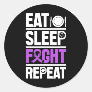 Pancreatic Cancer Eat Sleep Fight Purple Ribbon Aw Classic Round Sticker