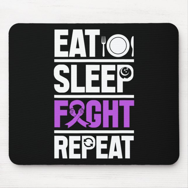 Pancreatic Cancer Eat Sleep Fight Purple Ribbon Aw Mouse Mat (Front)