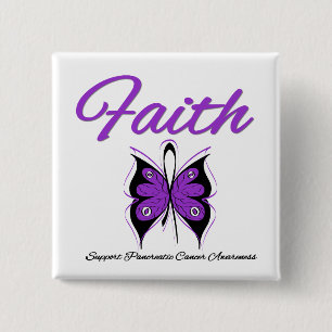 Pancreatic Cancer Faith Butterfly Ribbon 15 Cm Square Badge