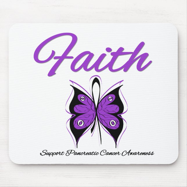 Pancreatic Cancer Faith Butterfly Ribbon Mouse Mat (Front)