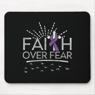 Pancreatic Cancer Faith over Fear Purple Ribbon Mouse Mat