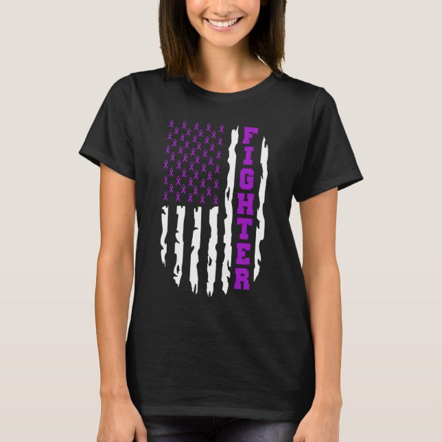 pancreatic cancer fighter American flag T-Shirt (Front)