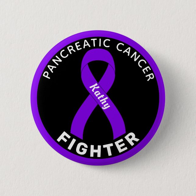 Pancreatic Cancer Fighter Ribbon Black Button (Front)