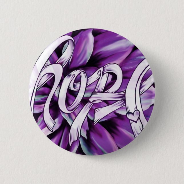Pancreatic cancer floral hope products 6 cm round badge (Front)
