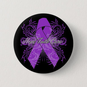 Pancreatic Cancer Flourish Hope Faith Cure 6 Cm Round Badge
