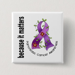 Pancreatic Cancer Flower Ribbon 3 15 Cm Square Badge