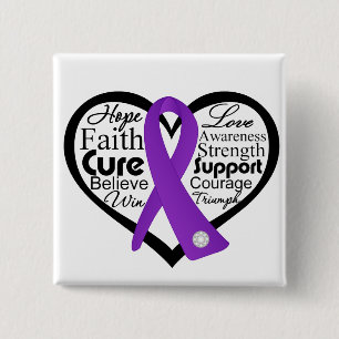 Pancreatic Cancer Heart Ribbon Collage 15 Cm Square Badge