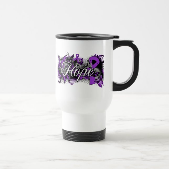 Pancreatic Cancer Hope Garden Ribbon Travel Mug (Right)
