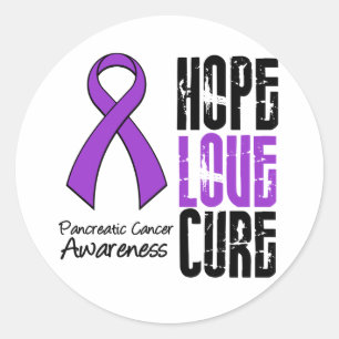 Pancreatic Cancer Hope Love Cure Ribbon Classic Round Sticker