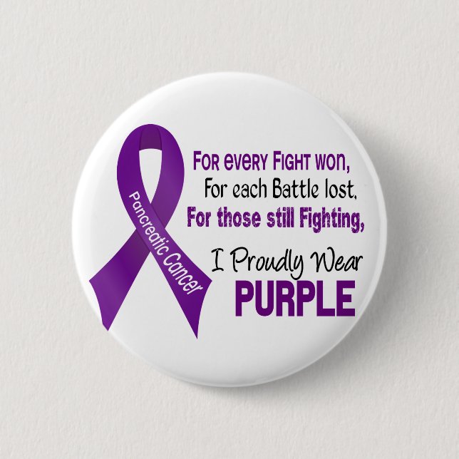 Pancreatic Cancer I Proudly Wear Purple 6 Cm Round Badge (Front)
