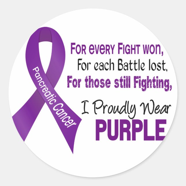 Pancreatic Cancer I Proudly Wear Purple Classic Round Sticker (Front)