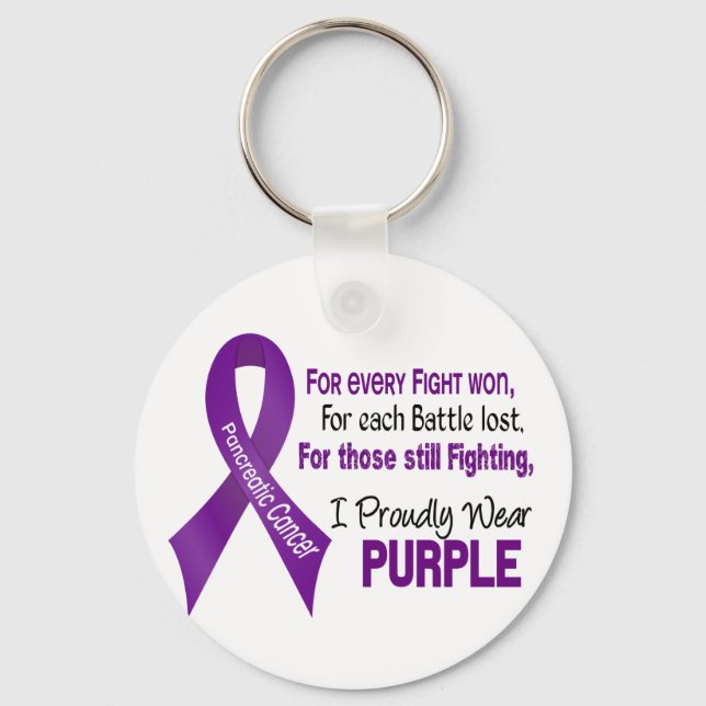 Pancreatic Cancer I Proudly Wear Purple Key Ring (Front)