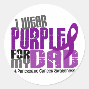 Pancreatic Cancer I Wear Purple For My Dad 6.2 Classic Round Sticker