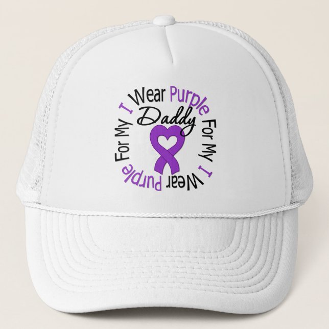 Pancreatic Cancer I Wear Purple For My Daddy Trucker Hat (Front)