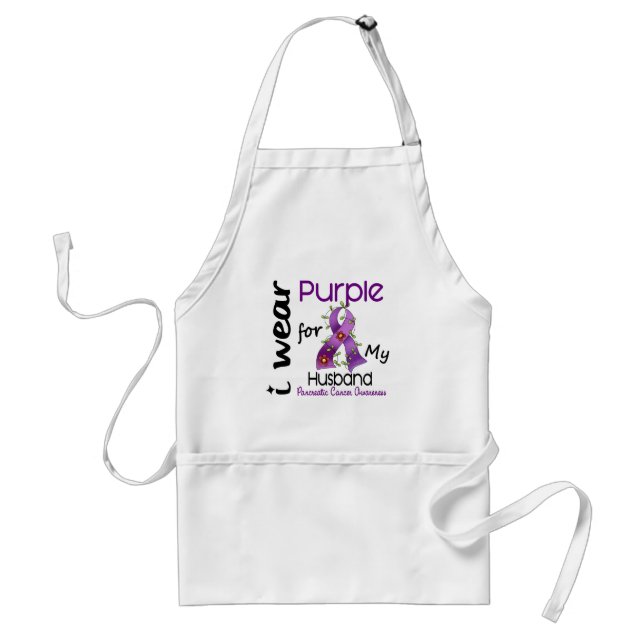Pancreatic Cancer I Wear Purple For My Husband 43 Standard Apron (Front)