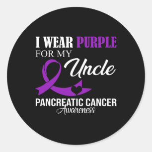 Pancreatic Cancer I Wear Purple For My Uncle Famil Classic Round Sticker