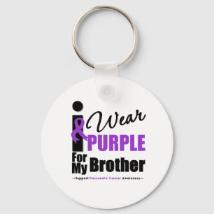Pancreatic Cancer I Wear Purple Ribbon Brother Key Ring