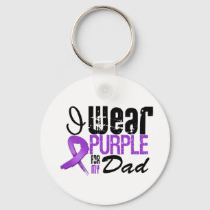 Pancreatic Cancer I Wear Purple Ribbon DAD Key Ring