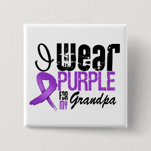 Pancreatic Cancer I Wear Purple Ribbon GRANDPA 15 Cm Square Badge