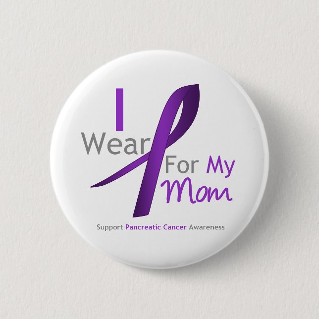 Pancreatic Cancer I Wear Purple Ribbon Mum 6 Cm Round Badge (Front)