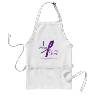 Pancreatic Cancer I Wear Purple Ribbon Sister Standard Apron